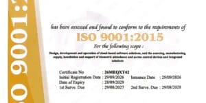 ISO 9001:2015 certification for its Quality Management System.